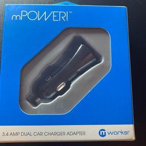 NEW MPower 3.4 AMP Dual Car Charger Adapter MWorks. Power on the go Universal